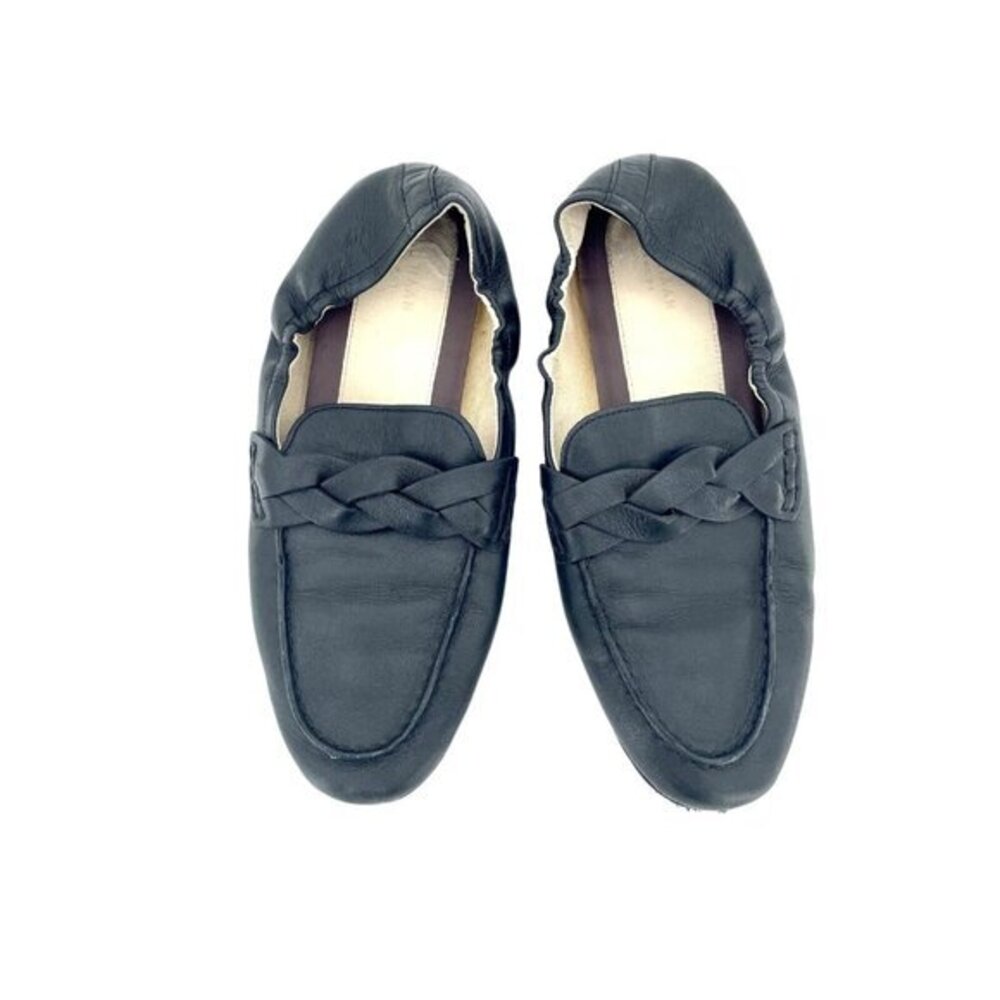 Cole Haan Women's Black Odette Driverina Braided Leather Loafer Flats SZ 9